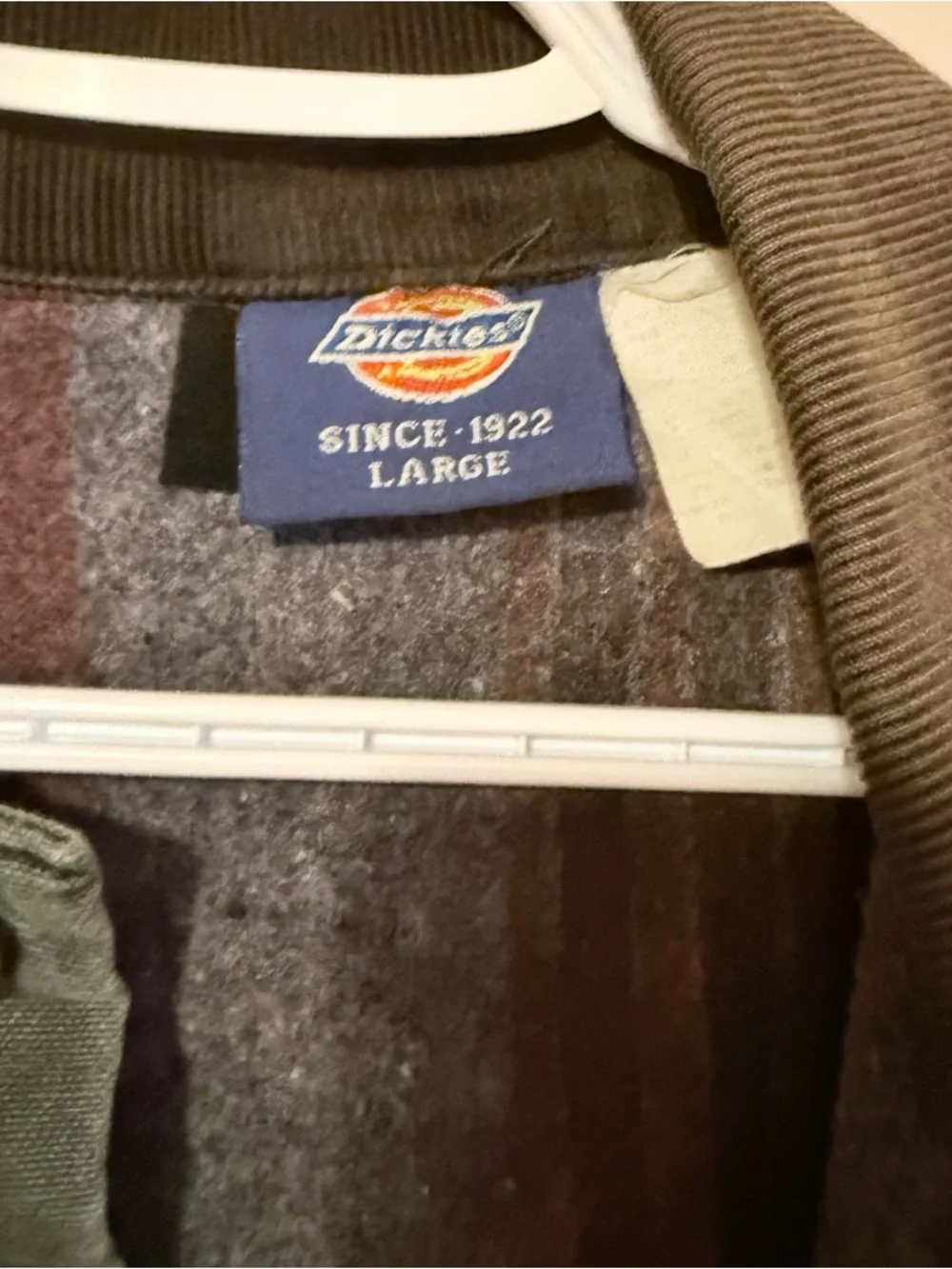 Dickies Olive Green Canvas Work Jacket with Brown Corduroy Collar - Picture 3 of 5